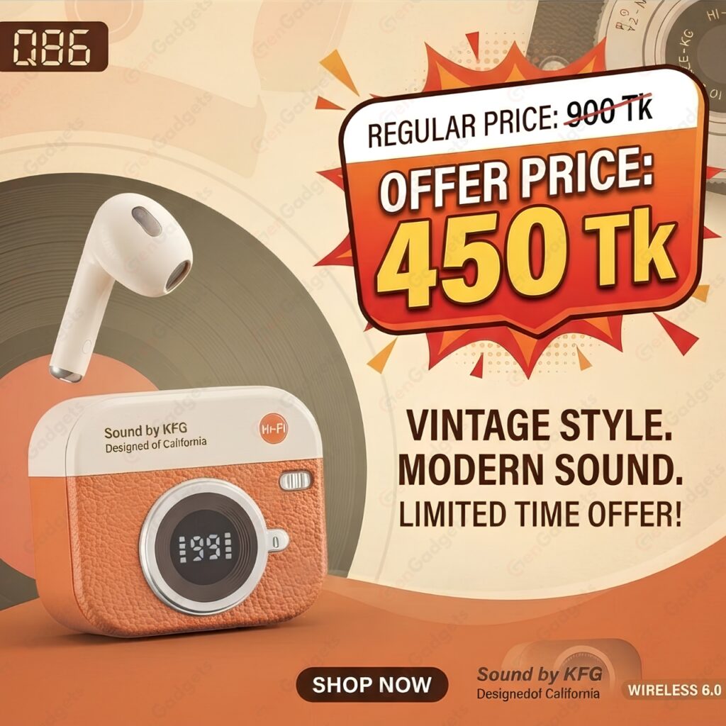 Q86 Retro Camera TWS Earbuds Best Price in BD