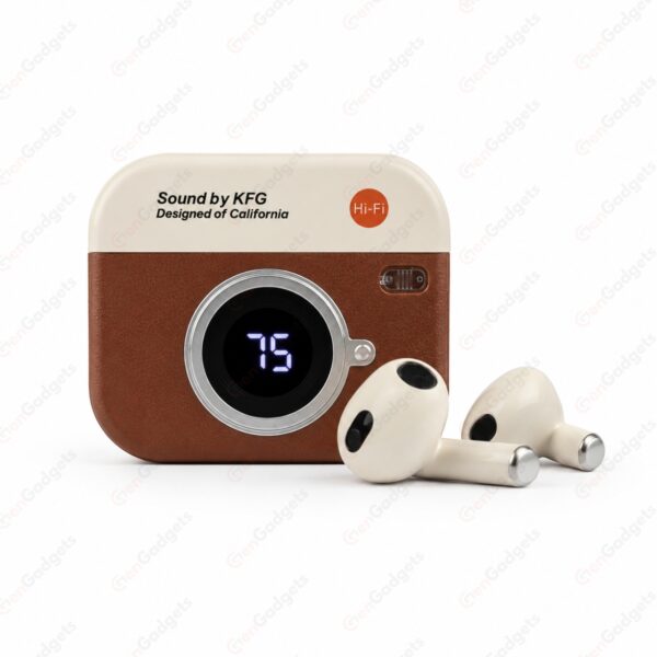 Q86 Retro Camera TWS Earbuds - Coffee Color