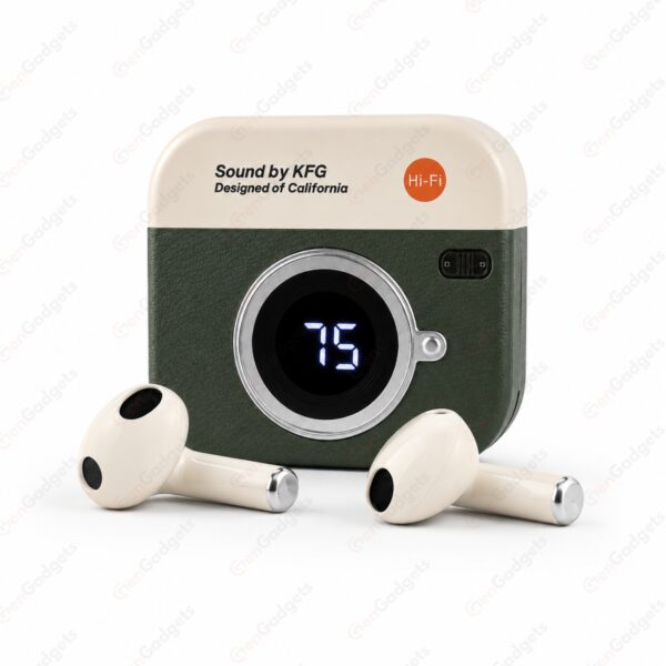 Q86 Retro Camera TWS Earbuds - Military Green Color
